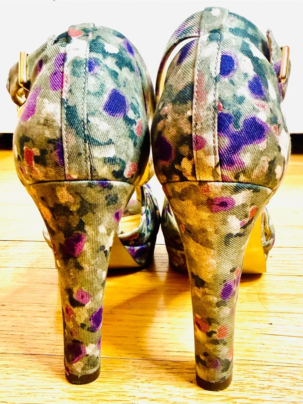 J.Crew Collection Knotted High-Heel Sandals — Watercolor Floral, Made in Italy